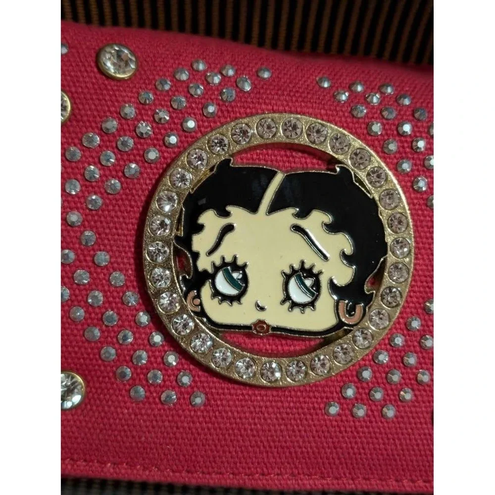Betty Boop Red Rhinestone Crossbody Wallet Purse Clutch Bag Studded‎ Glam